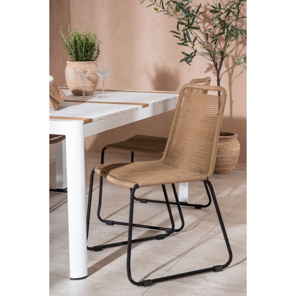 Togo utematgrupp med 4 st Lindos stolar - Vit/Brun Togo utematgrupp med 4 st Lindos stolar - Vit/Brun