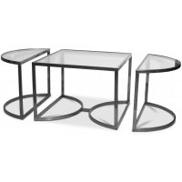 Prins deluxe soffbord 3-delar - Silver/Glas Prins deluxe soffbord 3-delar - Silver/Glas