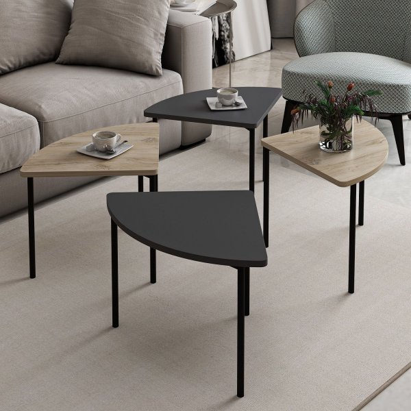 Emma soffbord 90 cm - Antracit/valnt