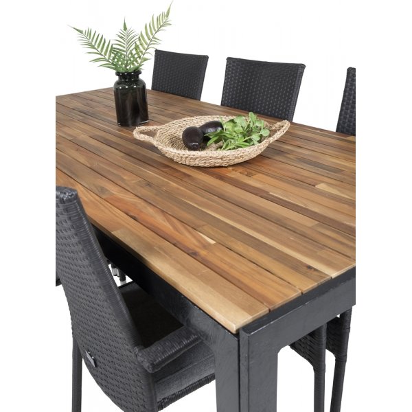 Bois utematgrupp med 6 st Anna stolar - Svart/Natur