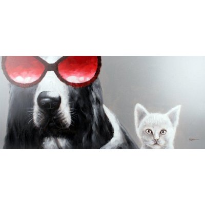 Tavla oljemlning 150x70 cm - Hund & Katt
