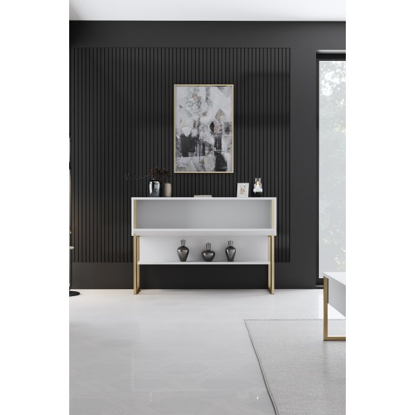 Table relief Lux 120 x 30 cm - Blanc/or