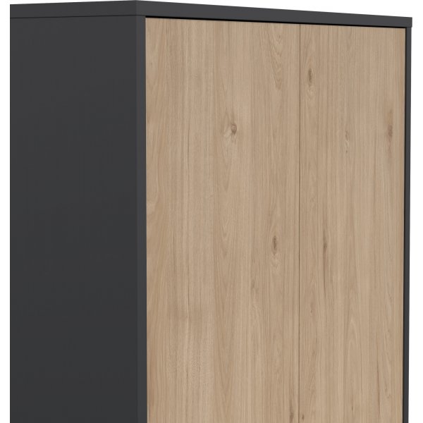 Bibliothèque haute Sign à 4 portes - Gris mat/hickory Bibliothèque haute Sign à 4 portes - Gris mat/hickory