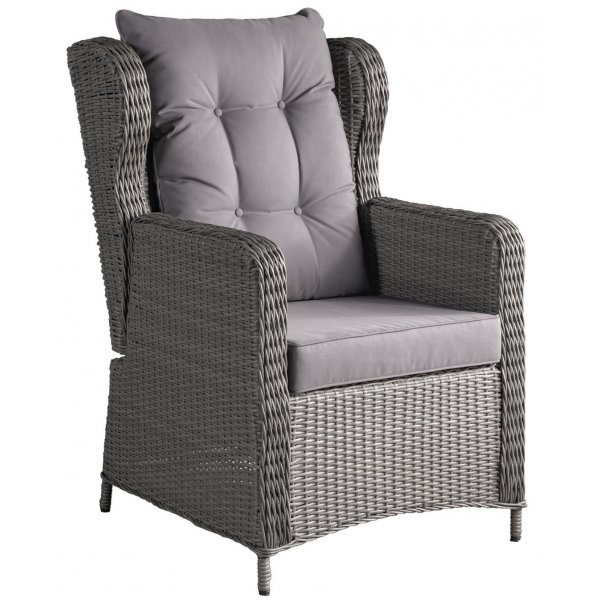 California utemöbelgrupp med recliner soffa, fåtöljer och bord - Grå konstrotting California utemöbelgrupp med recliner soffa, fåtöljer och bord - Grå konstrotting