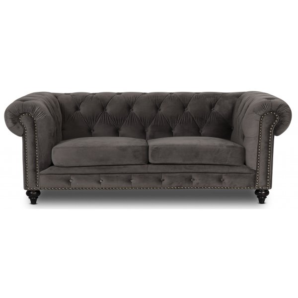Chesterfield Montgomery 3-sits soffa - Gr sammet