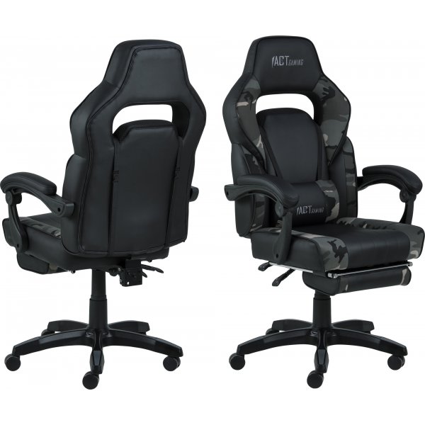 Canyon gamingstol med fotstd - Svart PU/gr camo