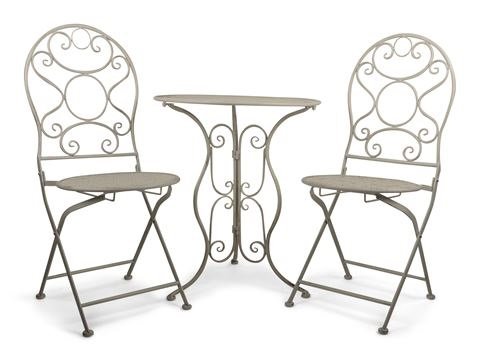 Paris Cafset i vit metall - Bord med 2 stolar