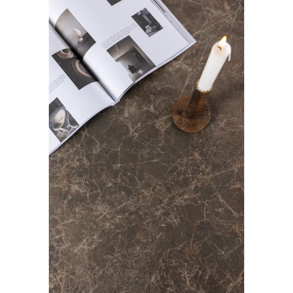 Soffbord Rogaland 100 x 100 cm - Brunt trä med brun marmor look Soffbord Rogaland 100 x 100 cm - Brunt trä med brun marmor look