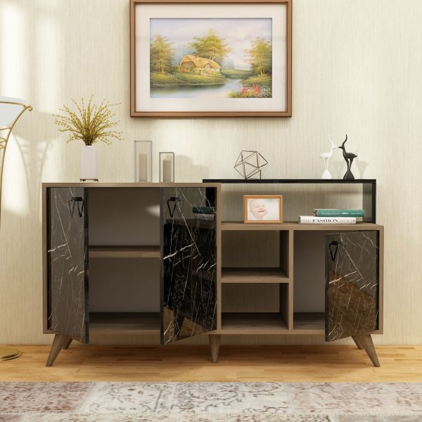 Lycke sk�nk - Valn�t/svart marmor