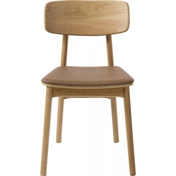 Kleppen stol i oljad ek med brun sits