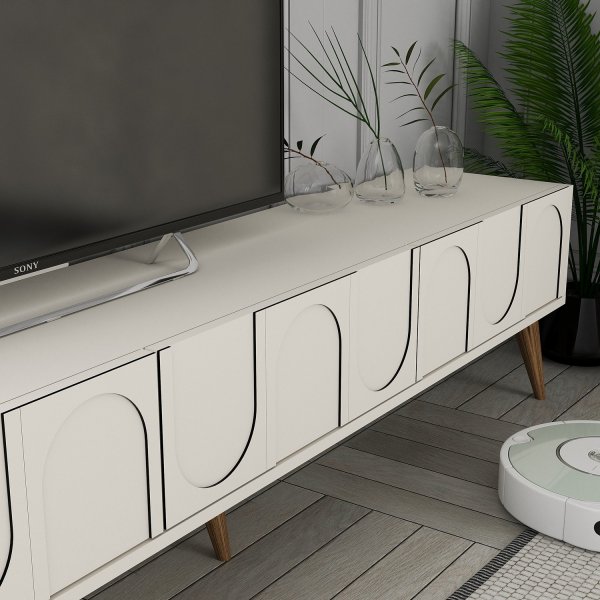 Meuble TV Lyon - Crème/noyer Meuble TV Lyon - Crème/noyer