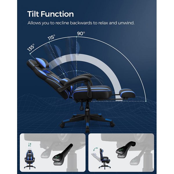 Chaise de bureau Vilhelm - Noir/bleu Chaise de bureau Vilhelm - Noir/bleu