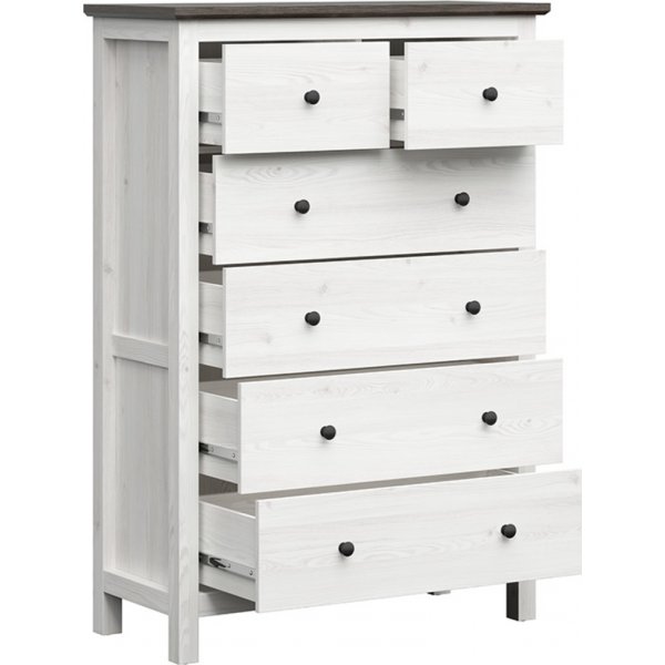 Hesen ladekast 145 cm - Wit/zwart Hesen ladekast 145 cm - Wit/zwart