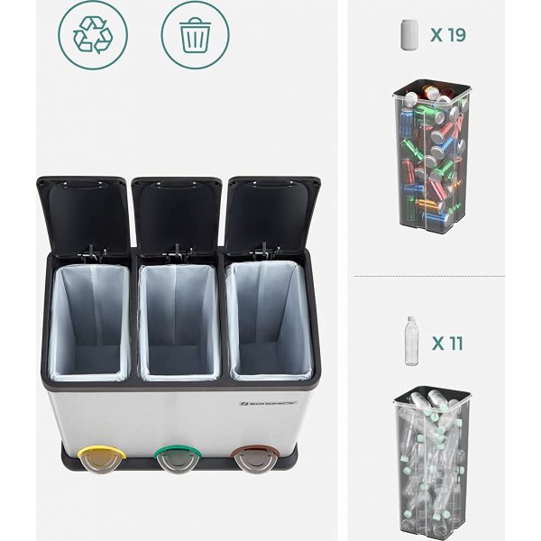 Maiken afvalbak 54 l - Zilver/zwart Maiken afvalbak 54 l - Zilver/zwart