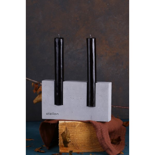 Bougeoir Samdan avec lumière - Gris/noir Bougeoir Samdan avec lumière - Gris/noir