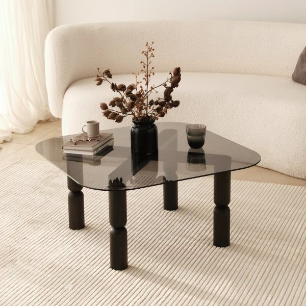 Table basse Kei 80 x 80 cm - Anthracite/fumée Table basse Kei 80 x 80 cm - Anthracite/fumée