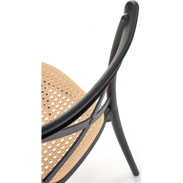 Chaise de salle  manger empilable Cadeira 512 - Noir/rotin