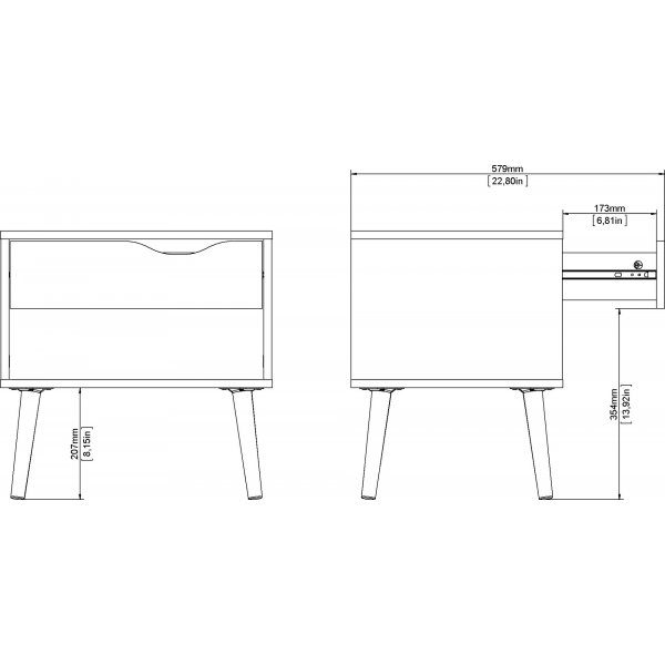 Oslo sängbord - Vit/svart Oslo sängbord - Vit/svart