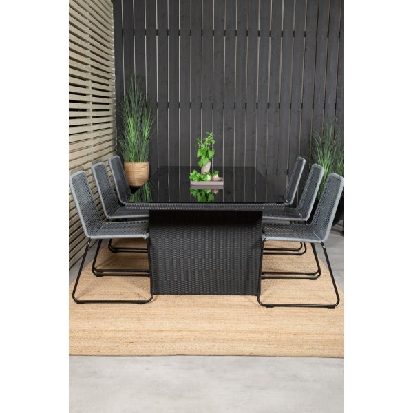 Padova utematgrupp med 6 st Lindos stolar - Svart/Grå Padova utematgrupp med 6 st Lindos stolar - Svart/Grå