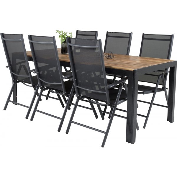 Bois utematgrupp med 6 st Break stolar - Svart/Natur Bois utematgrupp med 6 st Break stolar - Svart/Natur