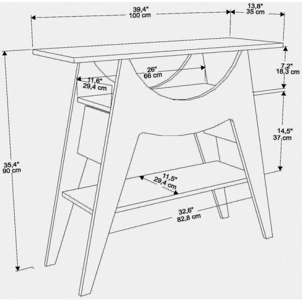 Ese avlastnigsbord 100 x 35 cm - Vit/röd Ese avlastnigsbord 100 x 35 cm - Vit/röd