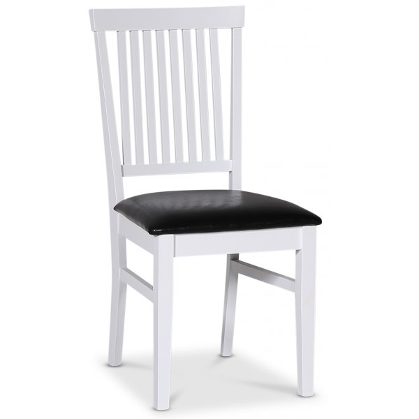 Skagen-voedselgroep; eettafel 160/210x90 cm - Wit/bruin geolied eiken met 4 Fårö stoelen met PU zitting Skagen-voedselgroep; eettafel 160/210x90 cm - Wit/bruin geolied eiken met 4 Fårö stoelen met PU zitting