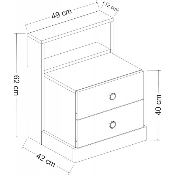 Table de chevet Life - Anthracite/blanc Table de chevet Life - Anthracite/blanc