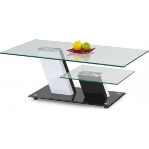 Table basse K2 110x60 cm - Blanc/Noir/Verre