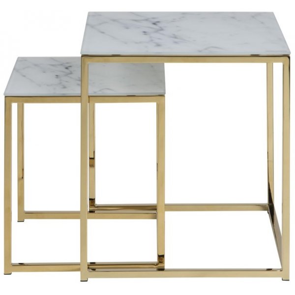 Alisma satsbord 45x45 cm - Vit marmor/guld Alisma satsbord 45x45 cm - Vit marmor/guld