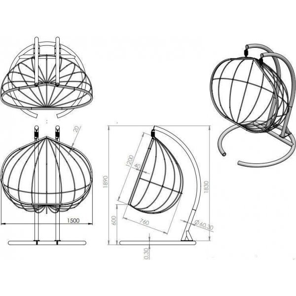 Hanedan hängstol - Antracit/vit Hanedan hängstol - Antracit/vit