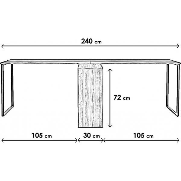 Bureau Lyndon 240x60 cm - Noyer