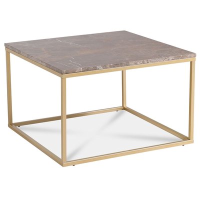 Accent 75x75 cm soffbord i brun marmor med matt mssings underrede