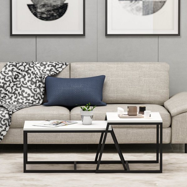 Table basse Pat 75/55 x 50/57 cm - Blanc Table basse Pat 75/55 x 50/57 cm - Blanc