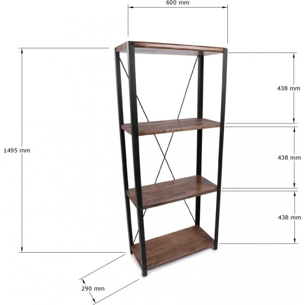 Bibliothèque Lola - Noyer/noir Bibliothèque Lola - Noyer/noir