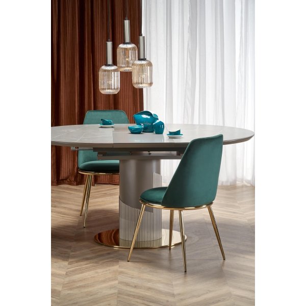 Muscat eettafel 120-160 x 120 cm - Grijs marmer/lichtgrijs/goud Muscat eettafel 120-160 x 120 cm - Grijs marmer/lichtgrijs/goud