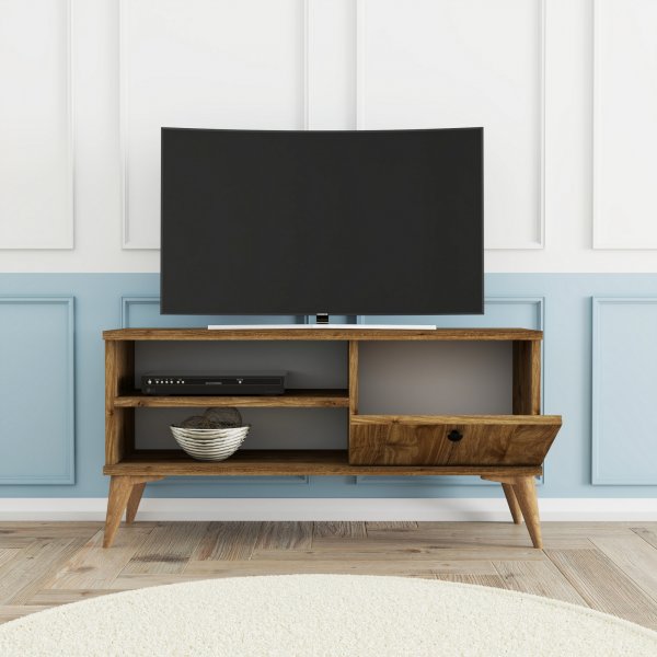 Banc multimédia rétro 90 cm - Noyer Banc multimédia rétro 90 cm - Noyer