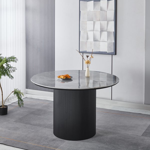 Salvador runt matbord Ø120 cm med grå keramisk sten Salvador runt matbord Ø120 cm med grå keramisk sten