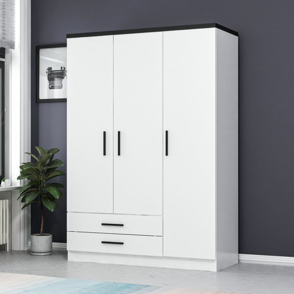 Armoire Rizada 135 cm - Blanc/noir