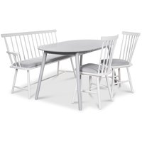 Småland matgrupp - Grått bord med 2 st Småland pinnstolar och 1 st Småland pinnsoffa - Grå / Vit Småland matgrupp - Grått bord med 2 st Småland pinnstolar och 1 st Småland pinnsoffa - Grå / Vit