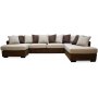 Delux U-soffa med ppet avslut hger - Brun/Beige/Vintage
