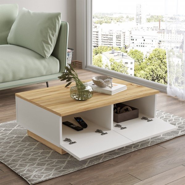 Luvio soffbord 17, 90x60 cm - Ek/vit Luvio soffbord 17, 90x60 cm - Ek/vit
