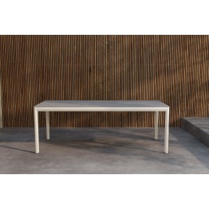Matbord Lino rektangul�rt 220x100 cm - beige aluminium/keramiskt glas