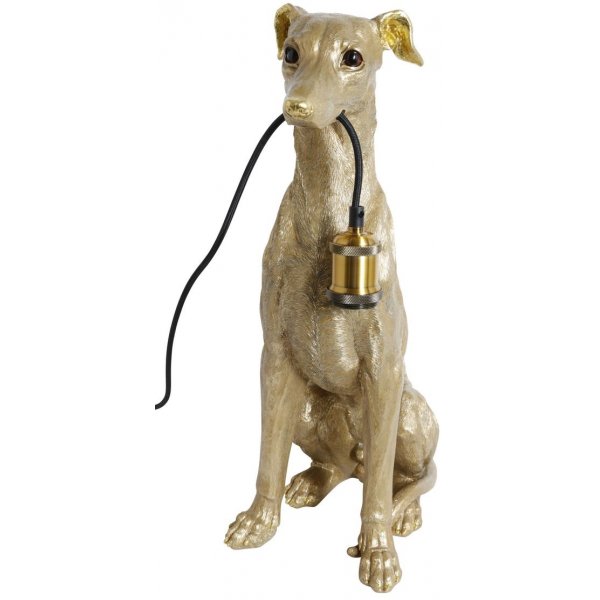 Sittande hund bordslampa - Guld