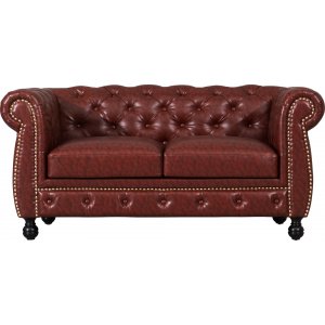 Chesterfield soffa 2-sits i brunt PU Chesterfield soffa 2-sits i brunt PU