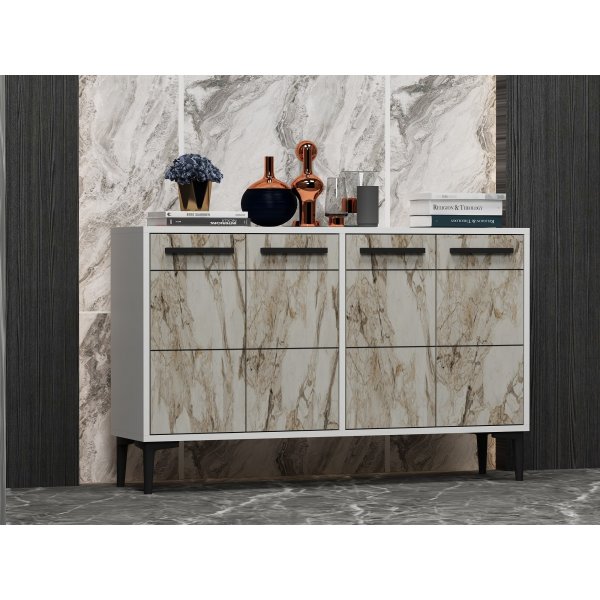 Buffet Stria - Blanc/marbre Buffet Stria - Blanc/marbre