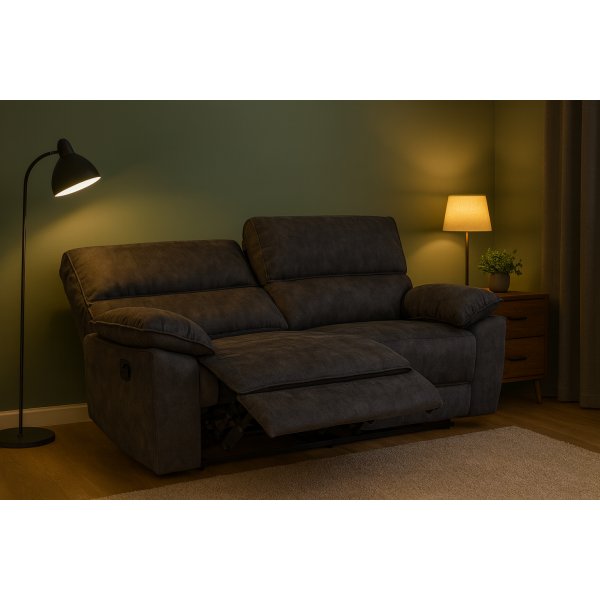 Reclinersoffa 2-sits extra bred i grtt - 197 cm