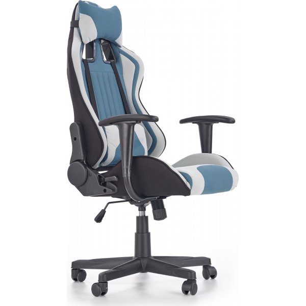 Chaise de bureau / chaise de jeu Sabella - Bleu/blanc