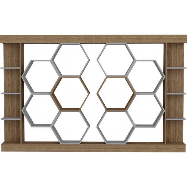 Bibliothèque Sueno - Blanc/noyer Bibliothèque Sueno - Blanc/noyer