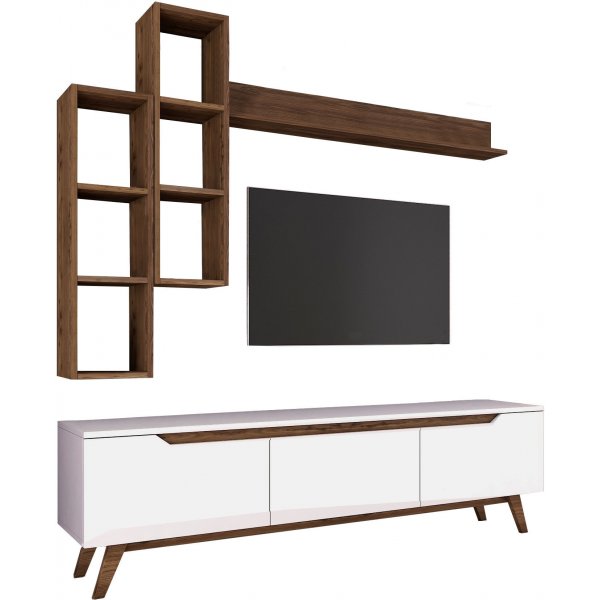 Marlon tv-möbel - Vit/valnöt Marlon tv-möbel - Vit/valnöt