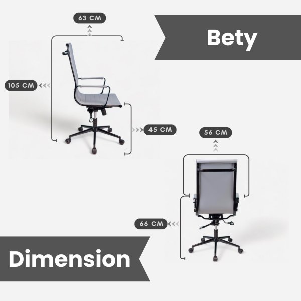 Chaise de bureau Bety H:105 cm - Gris Chaise de bureau Bety H:105 cm - Gris